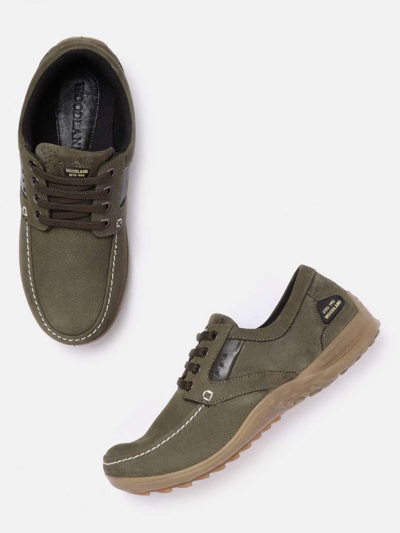 Buy Woodland Men Olive Green Solid Leather Sneakers Casual Shoes for Men 19244022 Myntra