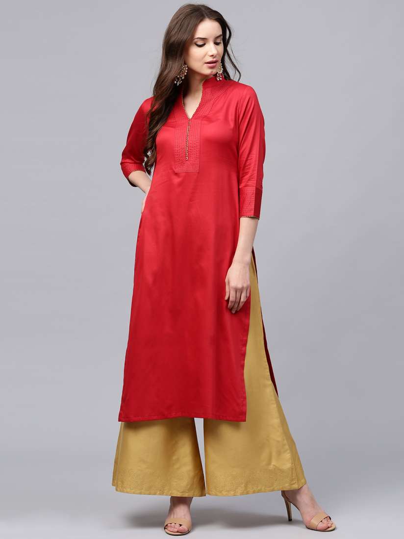 Buy Libas Women Red Solid Straight Kurta Kurtas for Women Myntra