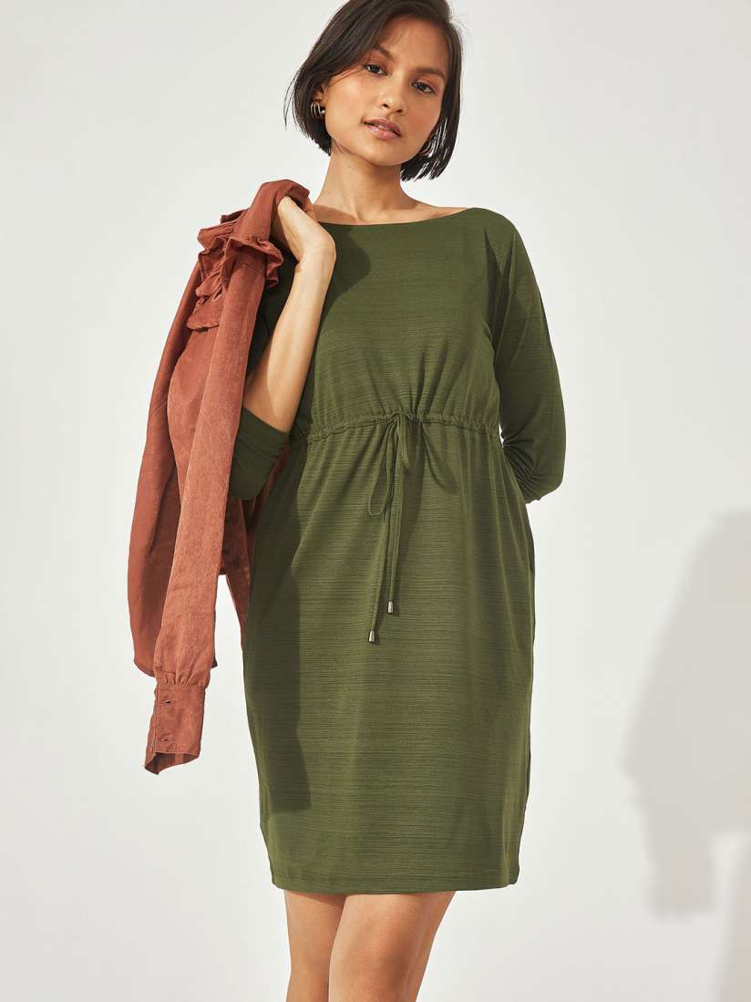 Buy The Label Life Green Drawstring Mini A Line Dress Dresses for Women 19251524 Myntra