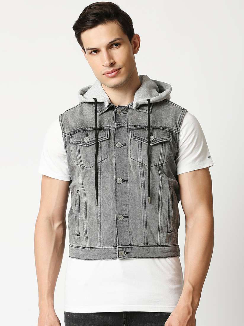 Grey denim vest mens online