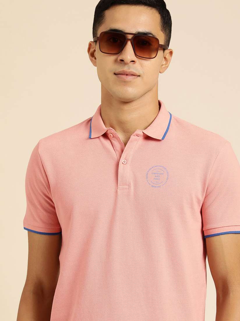 Being Human Pink Collared Shirts Being Human Regular Fit Men Polo