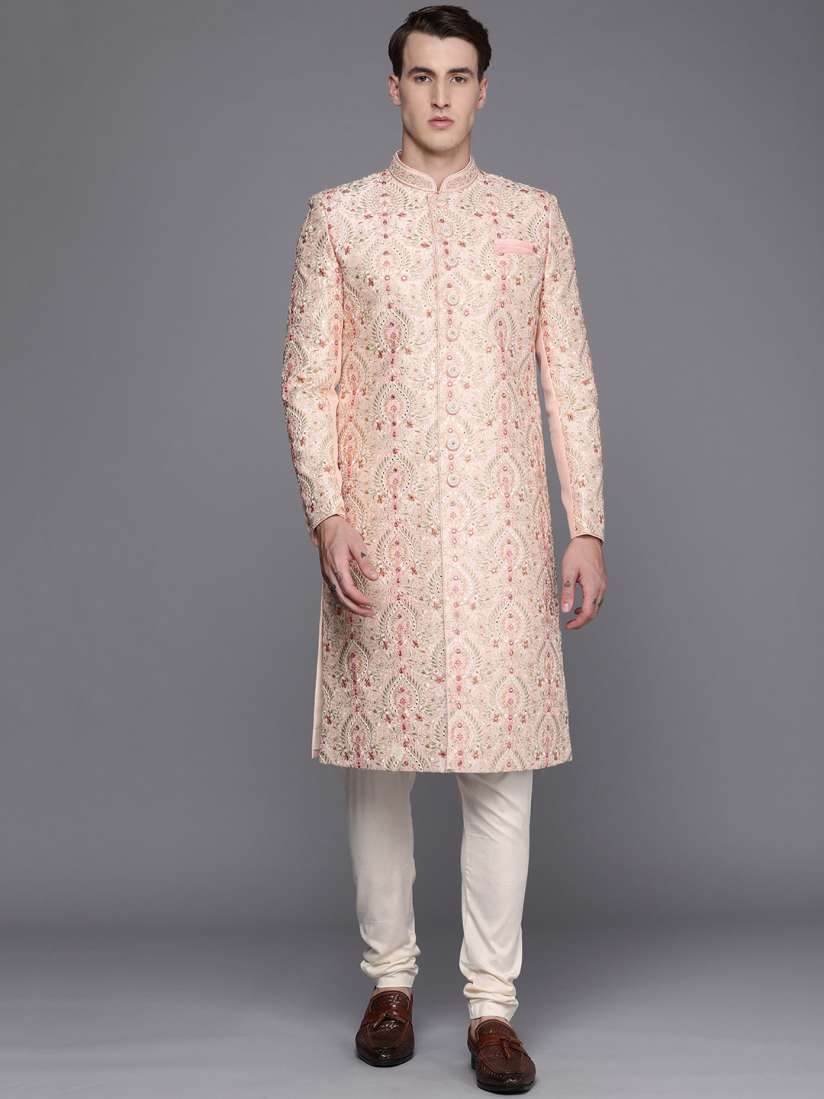 Buy Manyavar Men Pink Embroidered Sherwani Set Sherwani for Men 19263178 Myntra