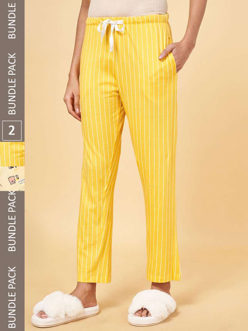 Buy Dreamz by Pantaloons Women Pack Of 2 Yellow Cotton Printed Lounge Pants Lounge Pants for Women 19265888 Myntra