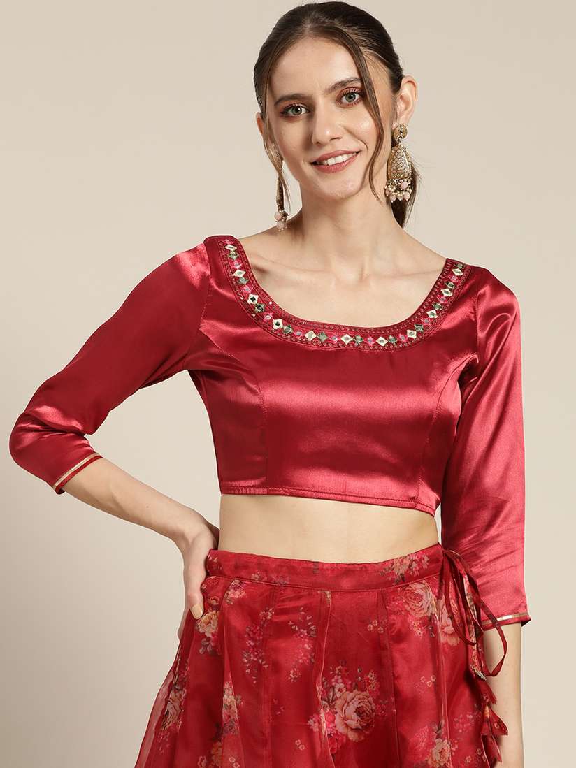 maroon satin top
