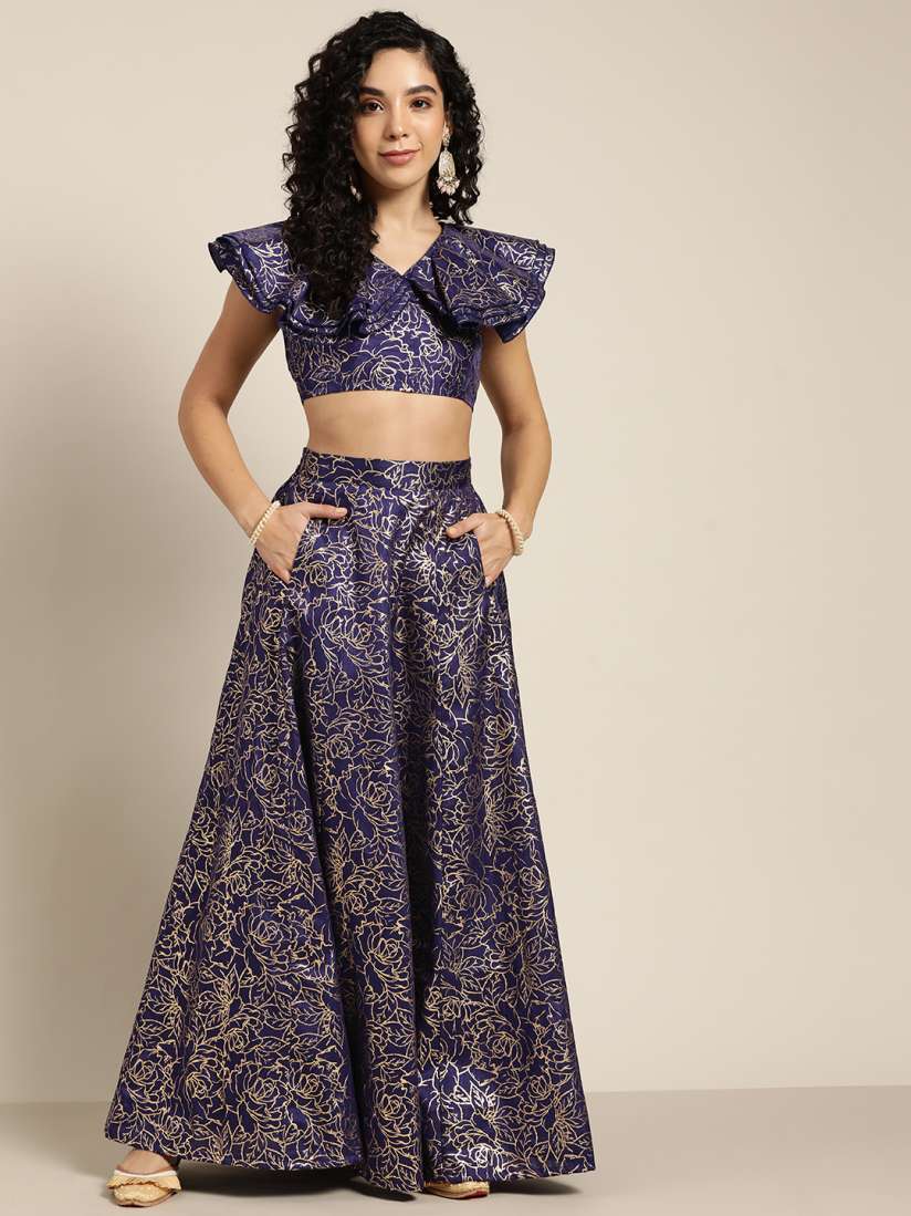 Crop top and lehenga skirt online myntra clearance