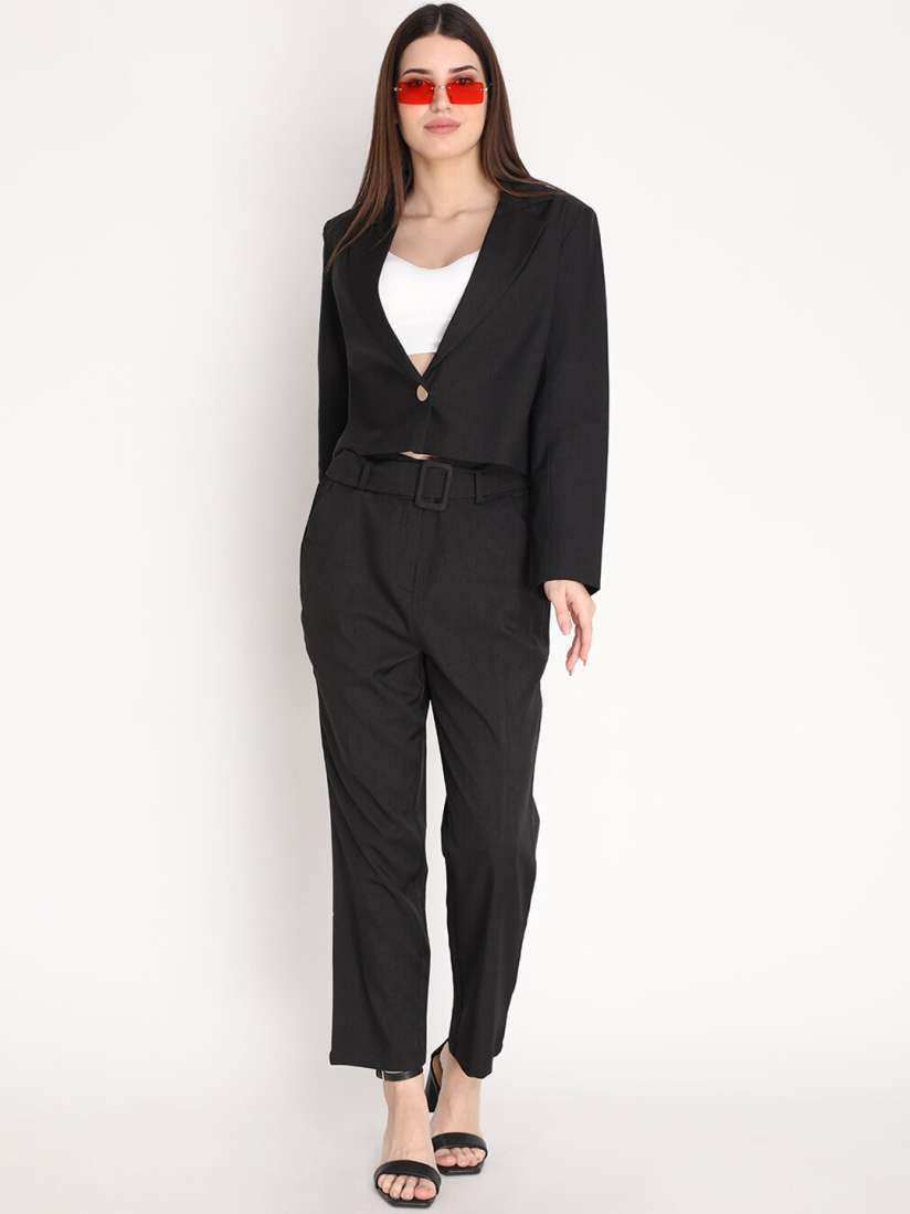 Buy Dlanxa Women Black Solid Single Breasted 2 Piece Formal Suit Suits for Women 19273782 Myntra