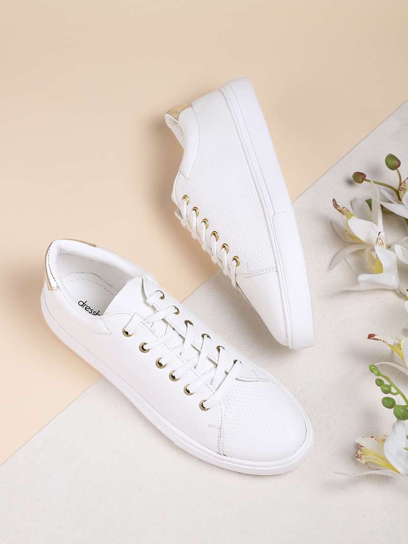 Buy DressBerry Women White Textured Sneakers Casual Shoes for Women 1927976 Myntra