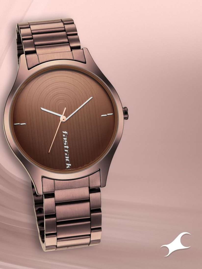 Buy Fastrack Men Brown Brass Dial Brown Bracelet Style Straps Analogue Watch 3184QM02 Watches for Men 19280112 Myntra