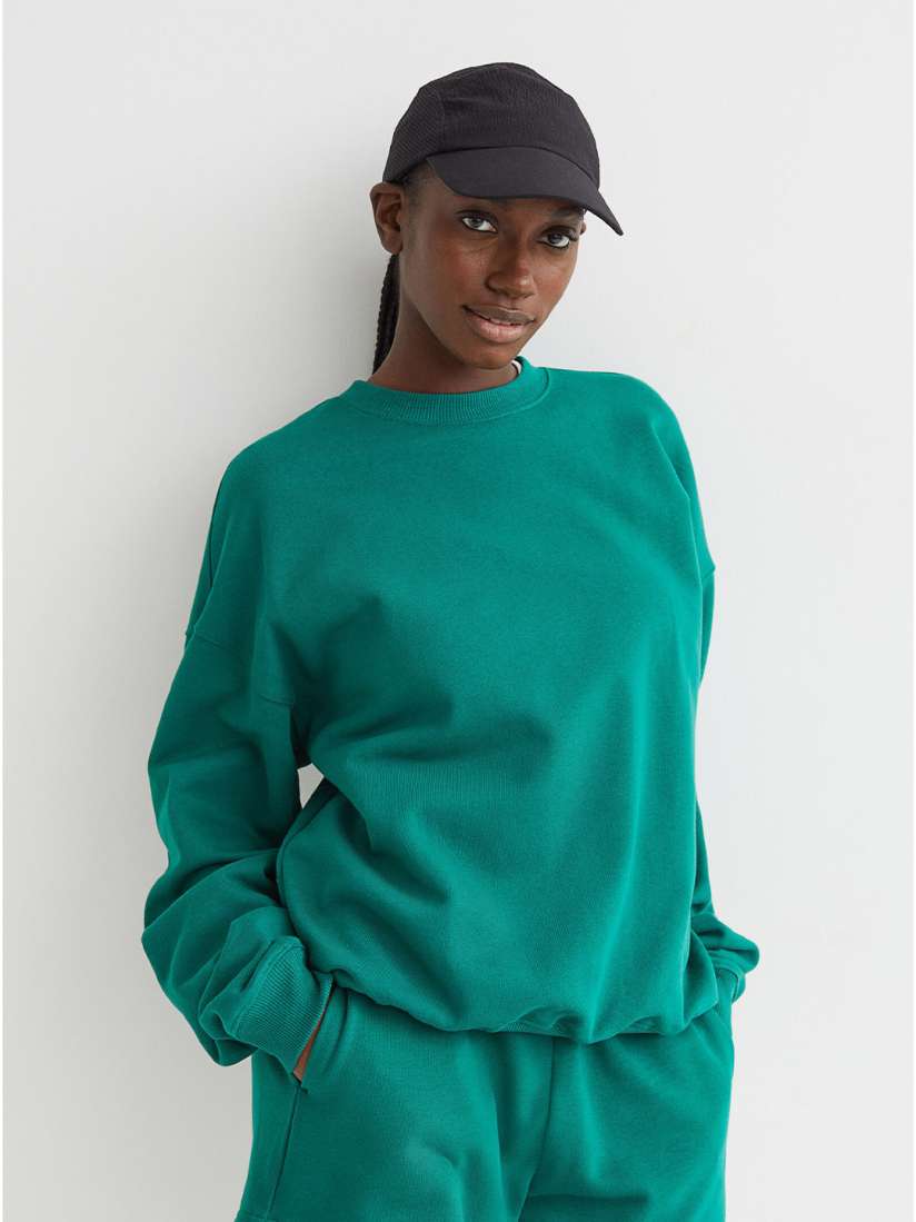 Buy H M Women Green 100 Cotton Sweatshirt Sweatshirts for Women 19280542 Myntra