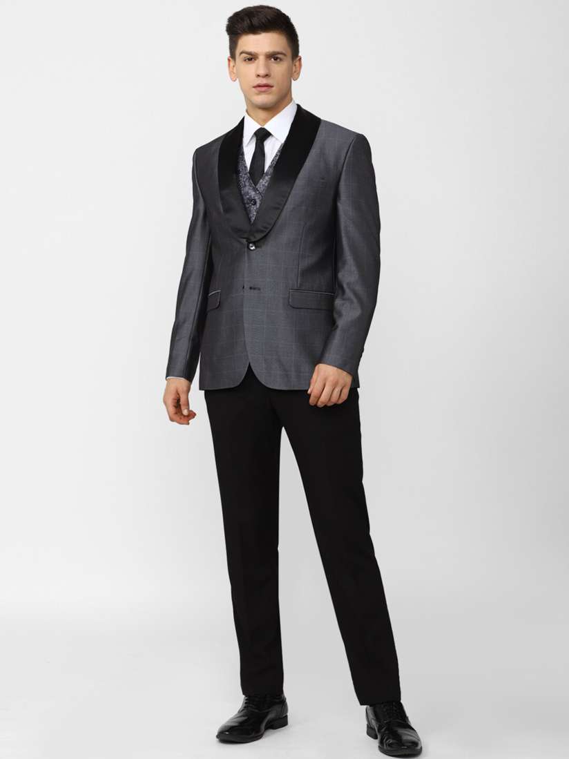 Buy Van Heusen Men Grey Checked Slim Fit Single Breasted 4 Piece Formal Suit Suits for Men 19287340 Myntra