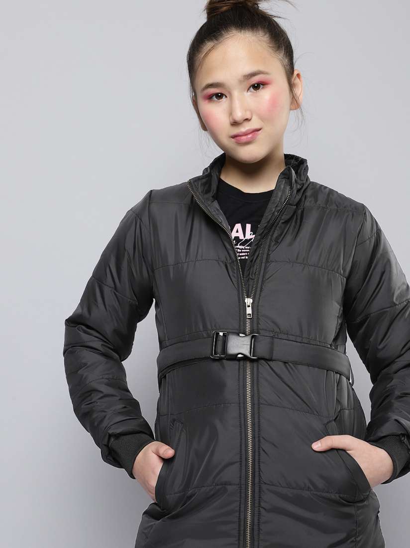Buy M H Juniors Girls Black Solid Padded Jacket with Belt Jackets for Girls 19292572 Myntra