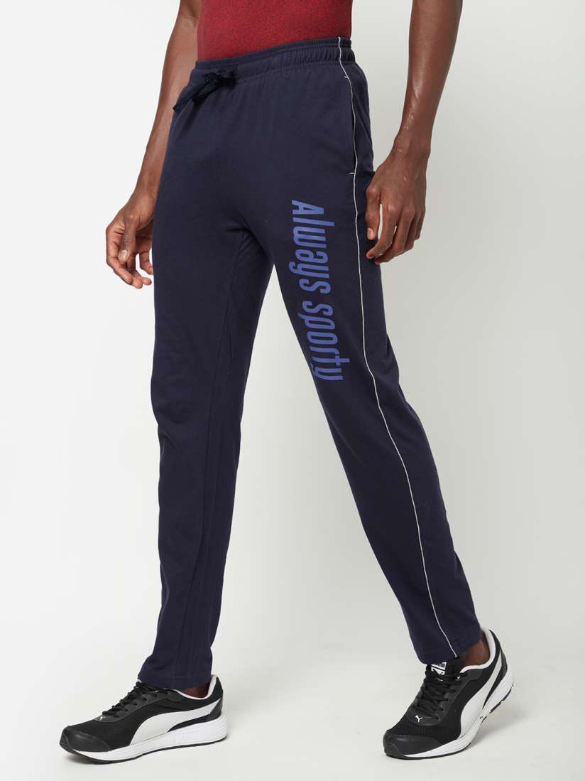 Buy SPORTO Men Navy Blue Printed Cotton Slim Fit Track Pants Track Pants for Men 19294398 Myntra