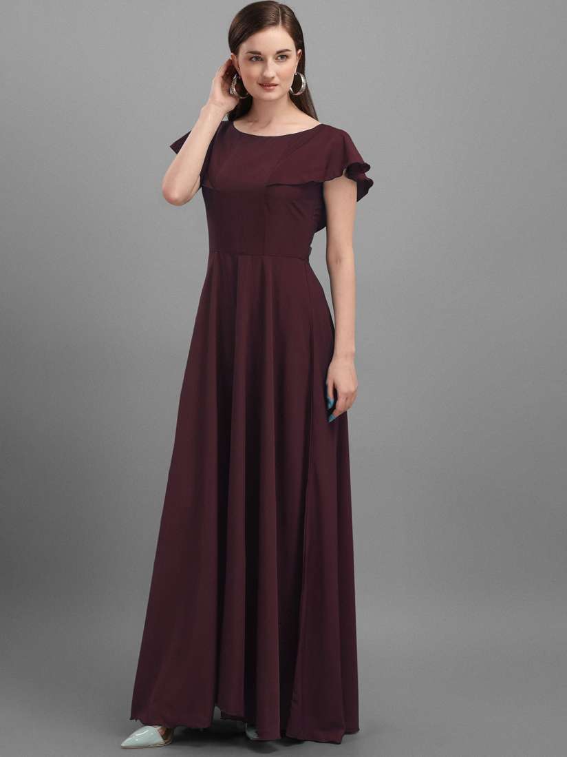 Buy SHEETAL Associates Maroon Crepe Maxi Dress Dresses for Women 19296454 Myntra