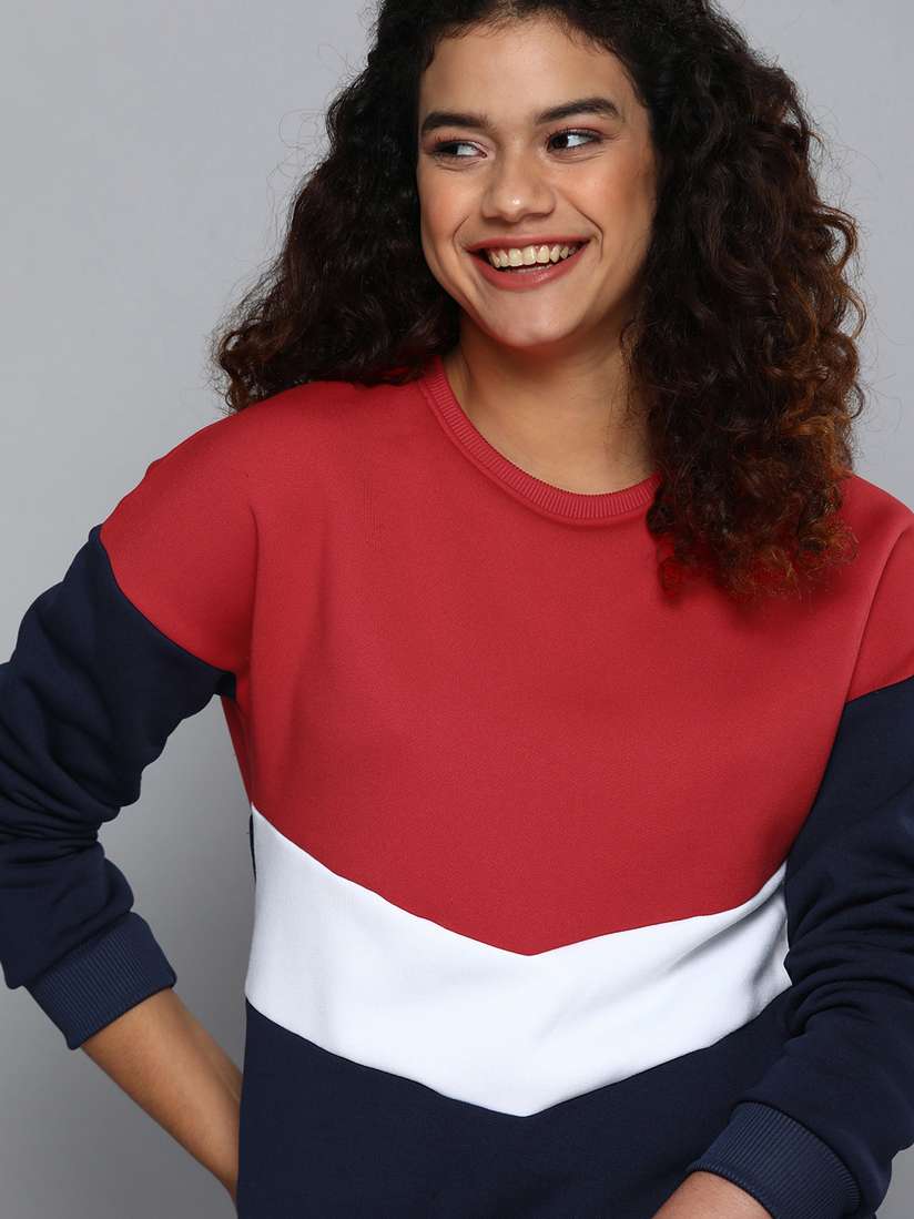 Buy Mast Harbour Women Red white Colourblocked Long Sleeves