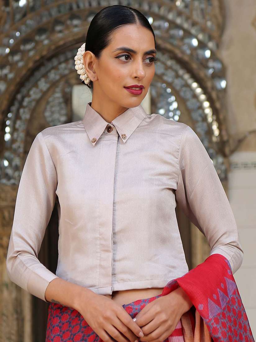 Buy Triyah Cream Colored Solid Saree Blouse Saree Blouse for Women 19308816 Myntra
