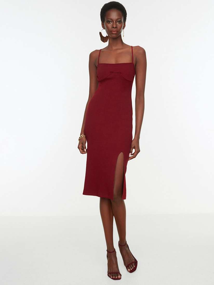 Burgundy ribbed dress 2025