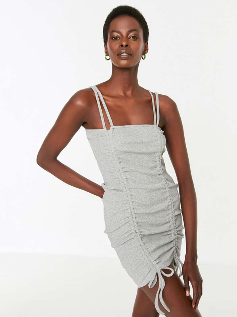Grey ribbed bodycon dress clearance