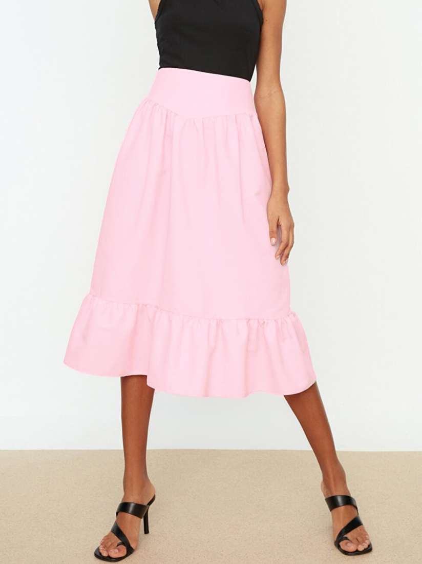 Ladies pink midi skirt top