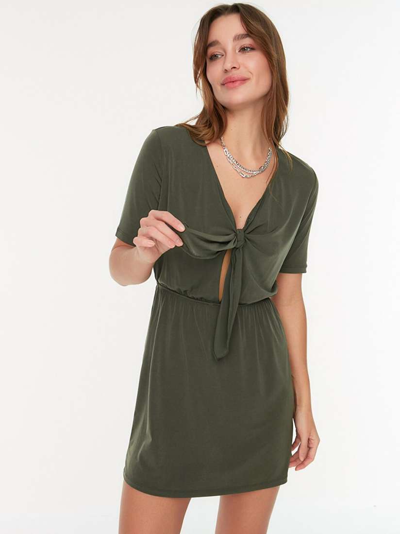 Olive green a line dress sale