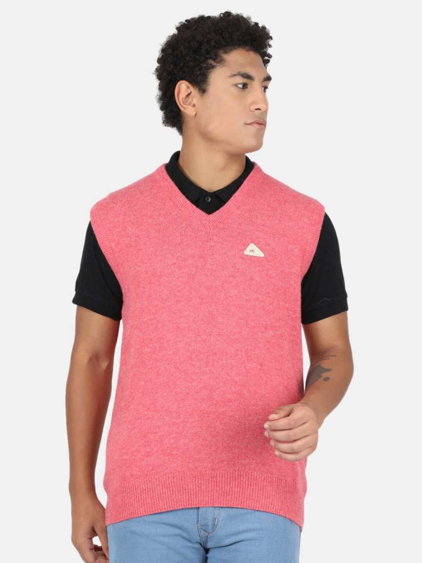 Pink sweater vest mens top