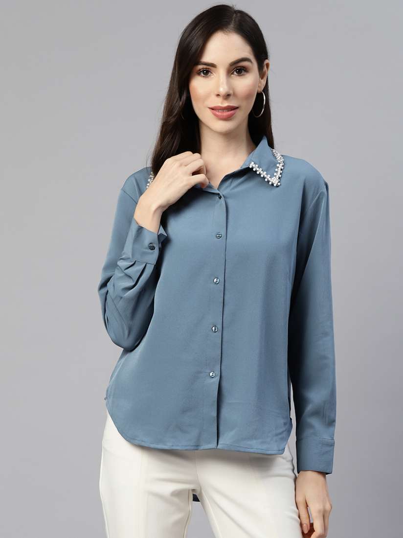 Buy plusS Women Blue Regular Fit Casual Shirt Shirts for Women 19323862 Myntra