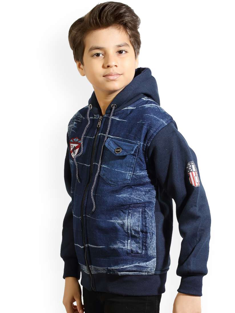 Buy AD AV Boys Navy Blue Denim Hooded Jacket Jackets for Boys 19328476 Myntra