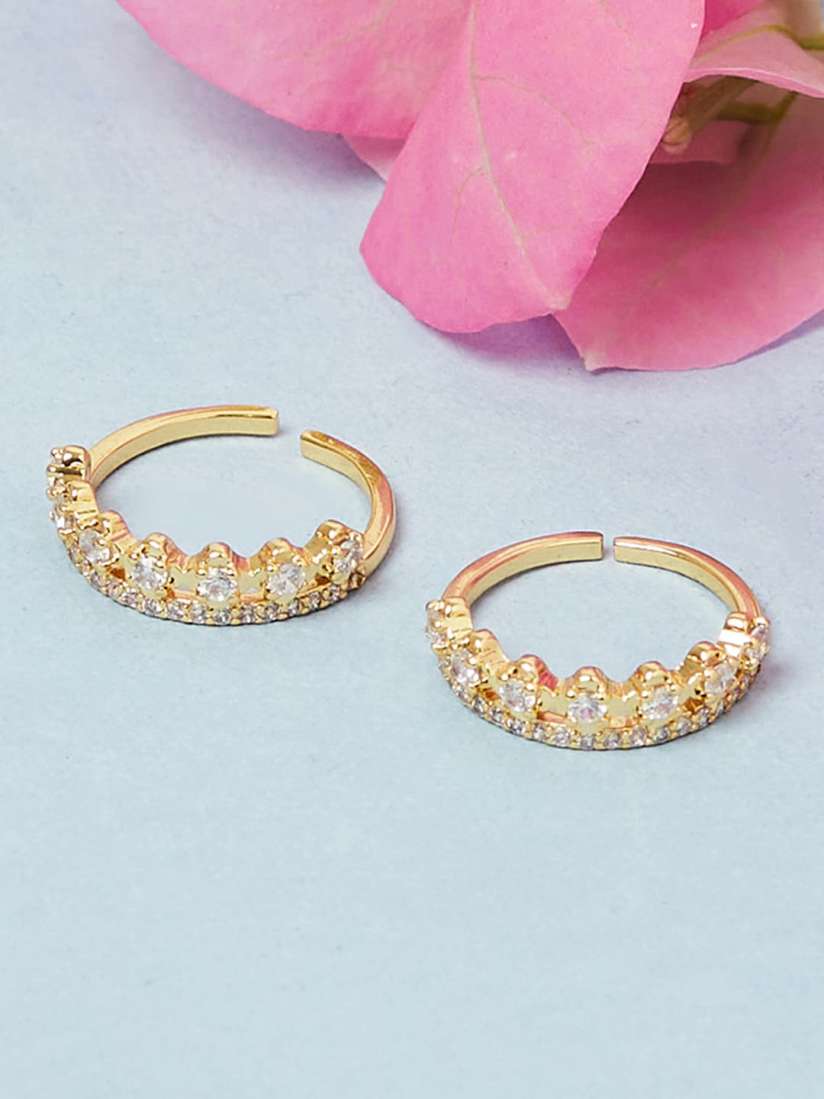 Buy Voylla Gold Plated White Stone Studded Toe Rings Toe Rings for Women 19329686 Myntra