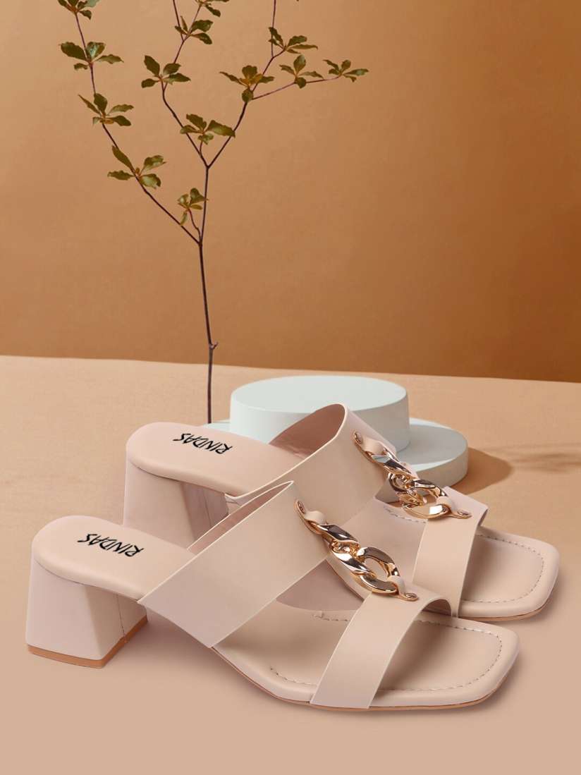 Buy RINDAS Cream Coloured Strappy Buckled Stylish Block Heels Heels for Women 19336458 Myntra