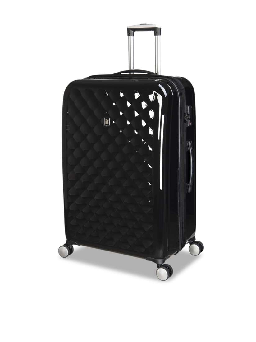 Buy IT luggage Pack Of 3 Black Fashionista Textured Glossy Trolley Bag Trolley Bag for Unisex 19339204 Myntra