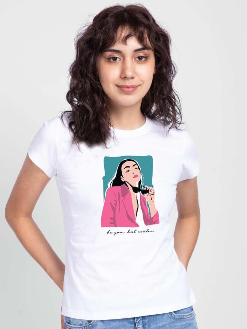 Buy Bewakoof Women White Printed Pure Cotton Slim Fit T shirt Tshirts for Women 19341468 Myntra