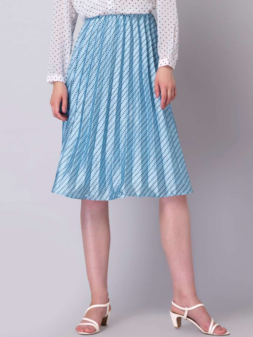 Ladies blue pleated skirt shop