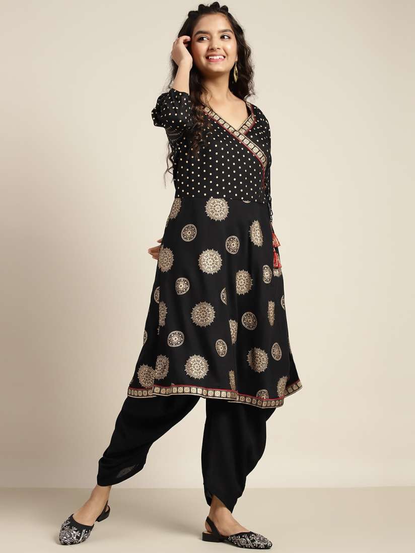 Buy Sangria Teen Girls Ethnic Motifs Print Angrakha Kurta with Dhoti Pants Kurta Sets for Girls 19347616 Myntra