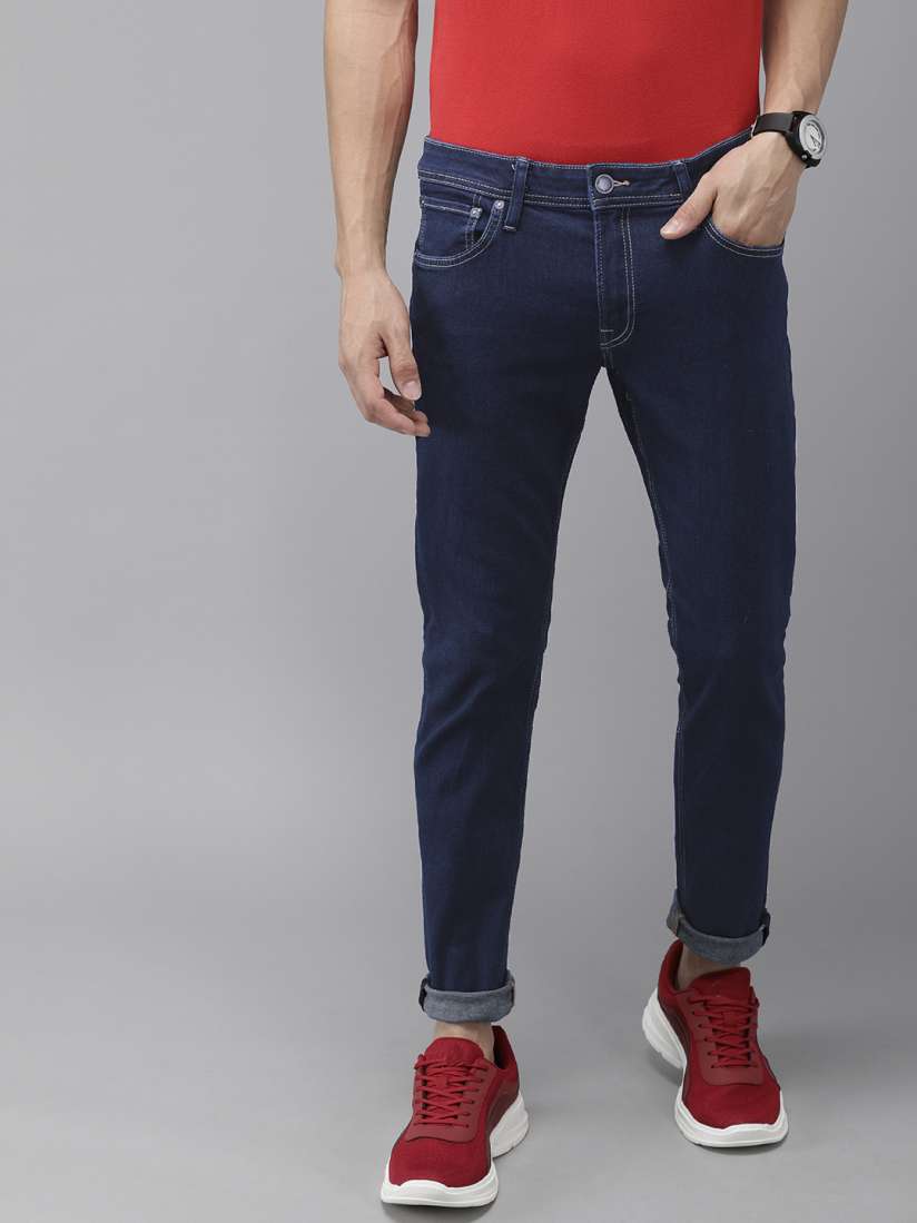Buy Jack Jones Men Navy Blue Glen Slim Fit Low Rise Stretchable Jeans Jeans for Men 19348856 Myntra