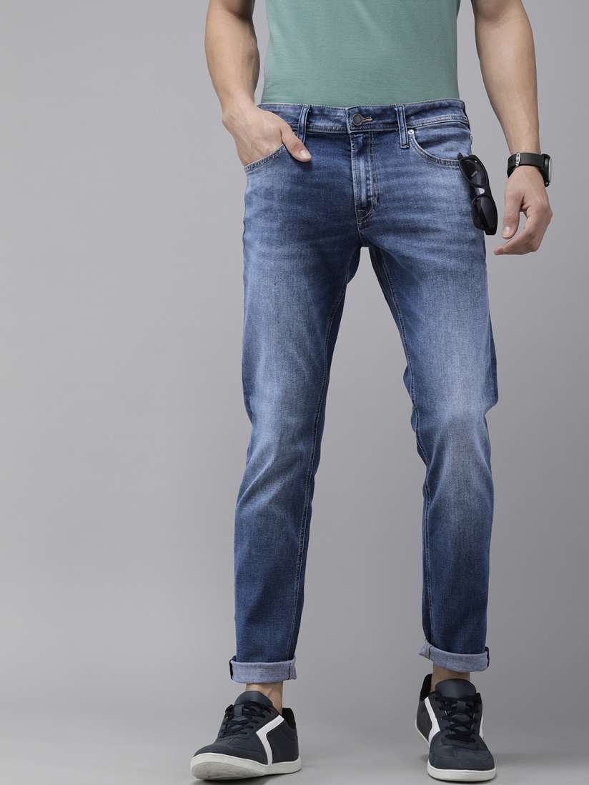 Buy Jack Jones Men Blue Glen Slim Fit Low Rise Light Fade Stretchable Jeans Jeans for Men 19348874 Myntra