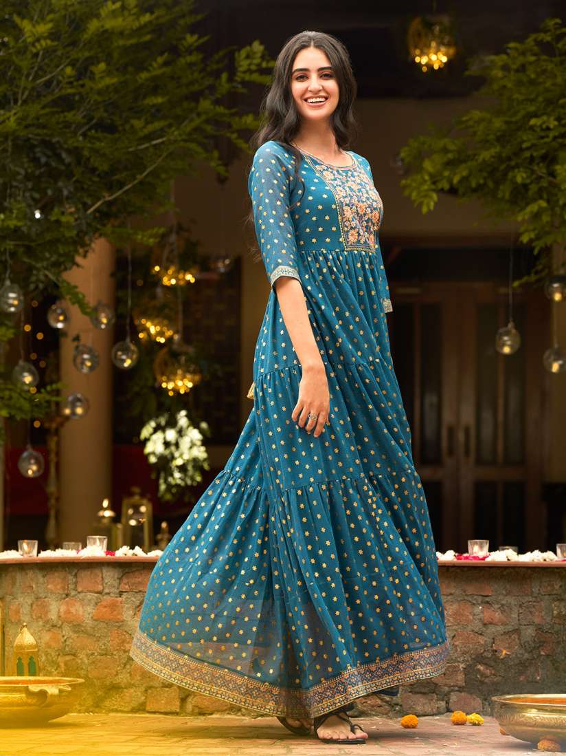 Blue ethnic dress store