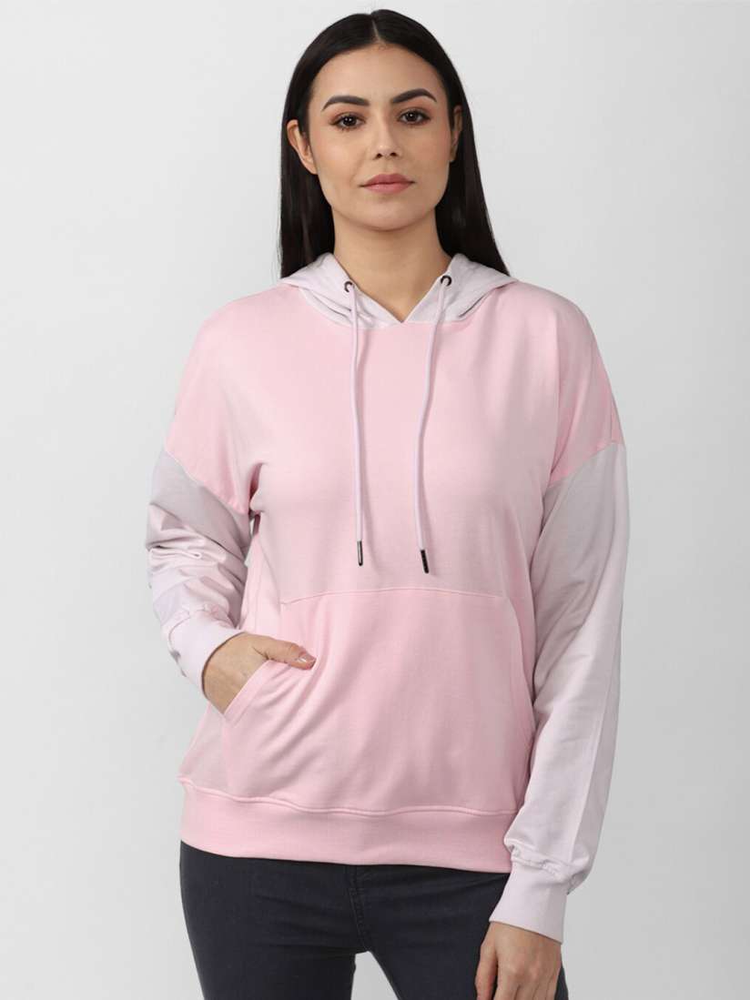 Buy Van Heusen Woman Women Pink Cotton Hooded Sweatshirt Sweatshirts for Women 19356246 Myntra