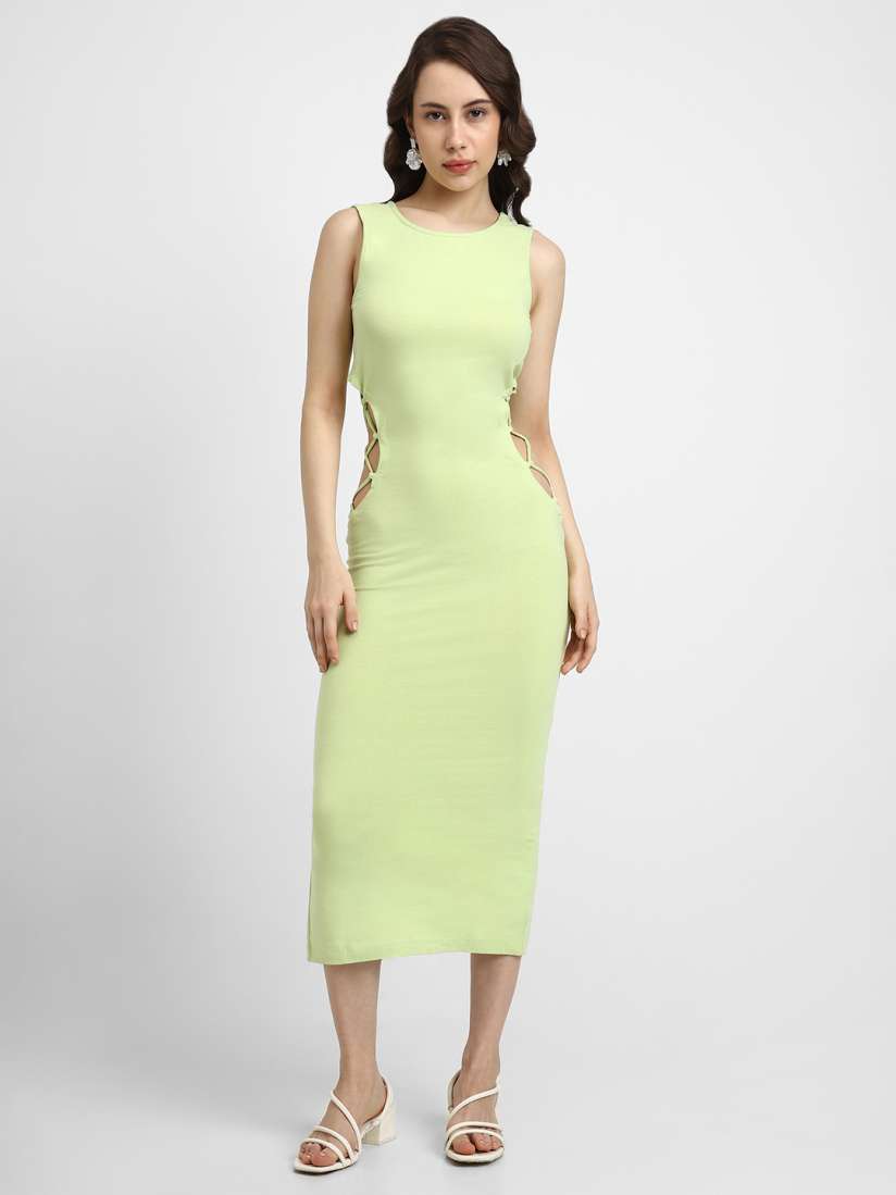 Buy FOREVER 21 Lime Green Cutwork Bodycon Midi Dress Dresses for Women 19358402 Myntra
