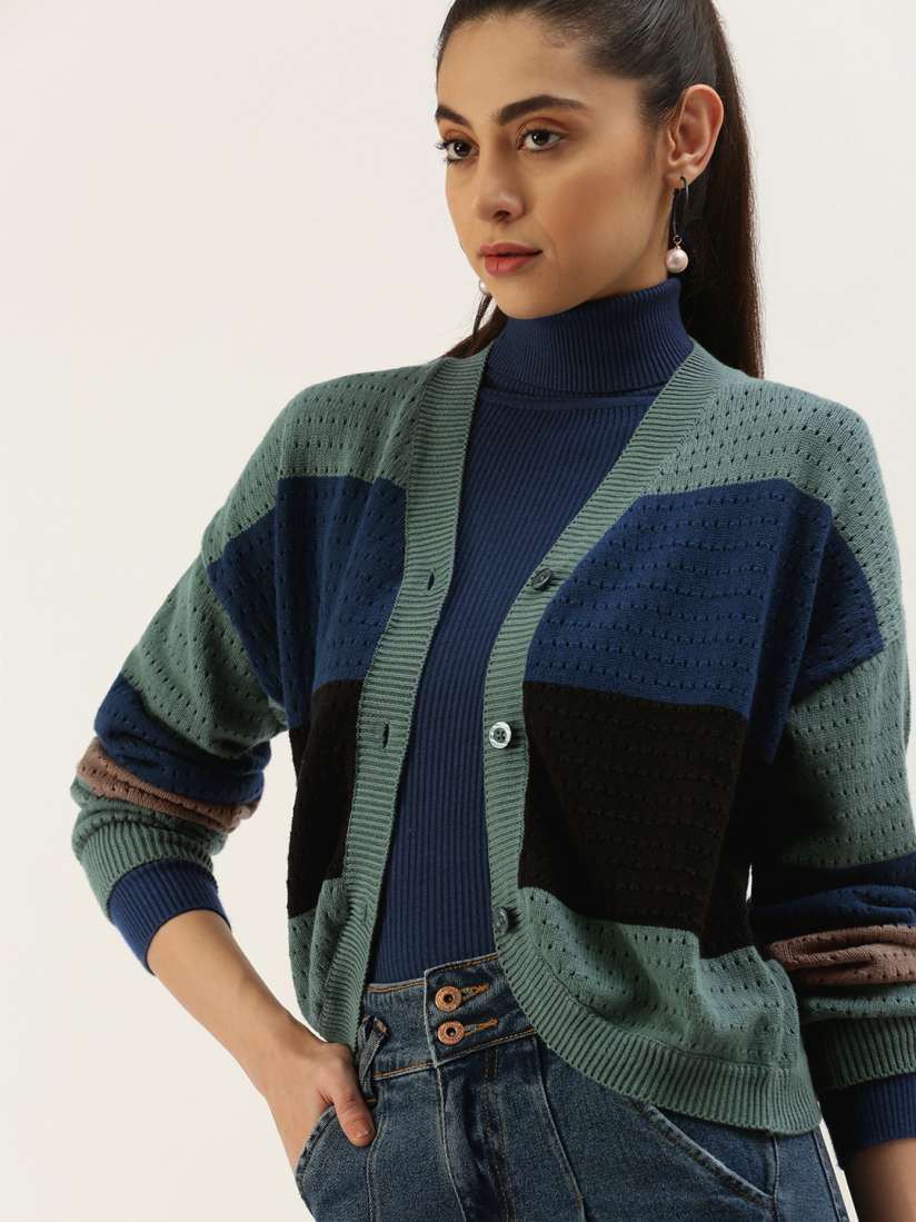 Buy FOREVER 21 Women Colourblocked Cardigan Sweaters for Women 19358448 Myntra