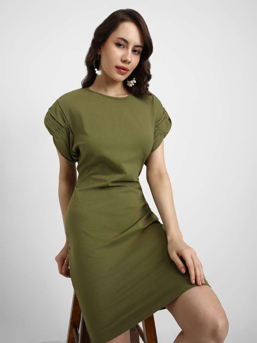 Buy FOREVER 21 Olive Green Solid Bodycon Dress Dresses for Women 19358506 Myntra