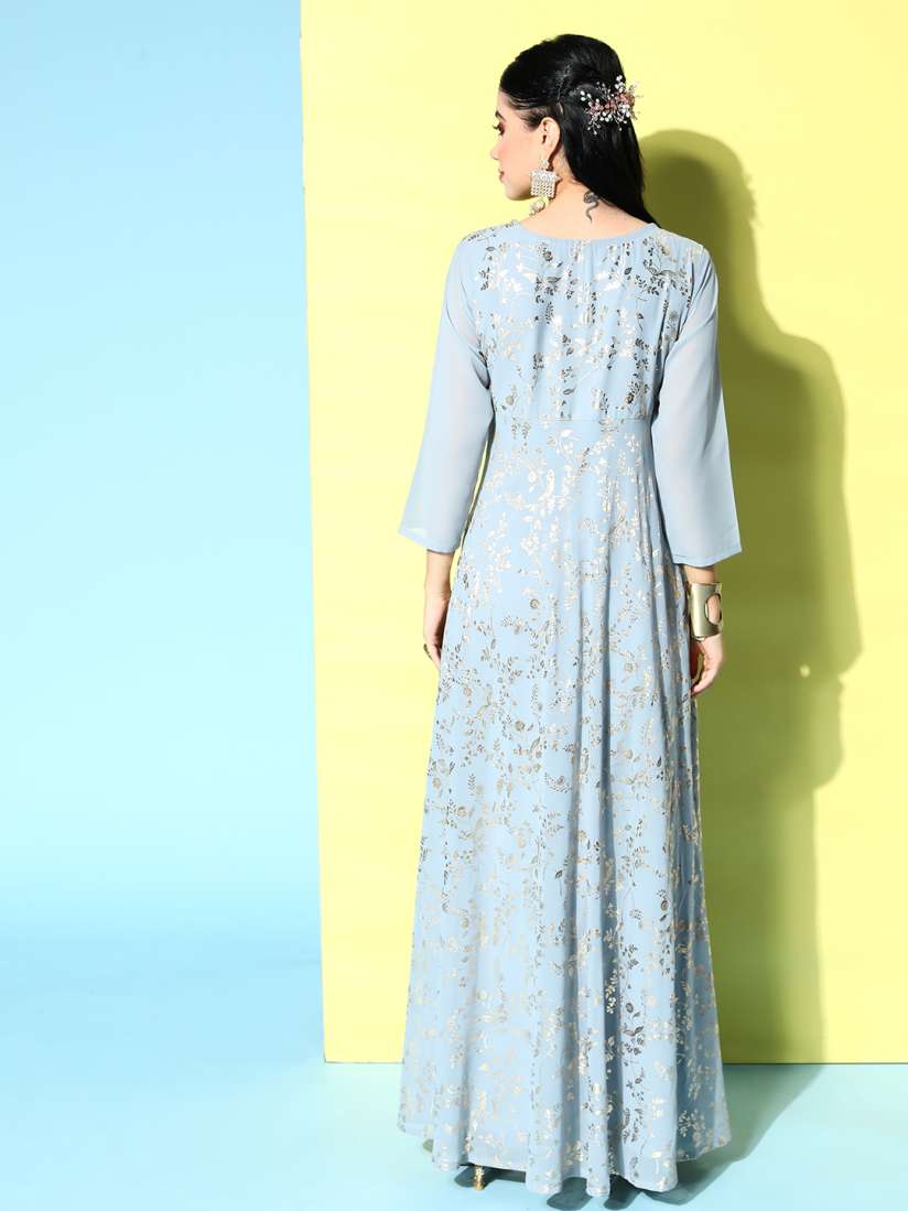Buy Janasya Women Beautiful Grey Floral Elevated Gown Ethnic Dresses for Women 19363938 Myntra