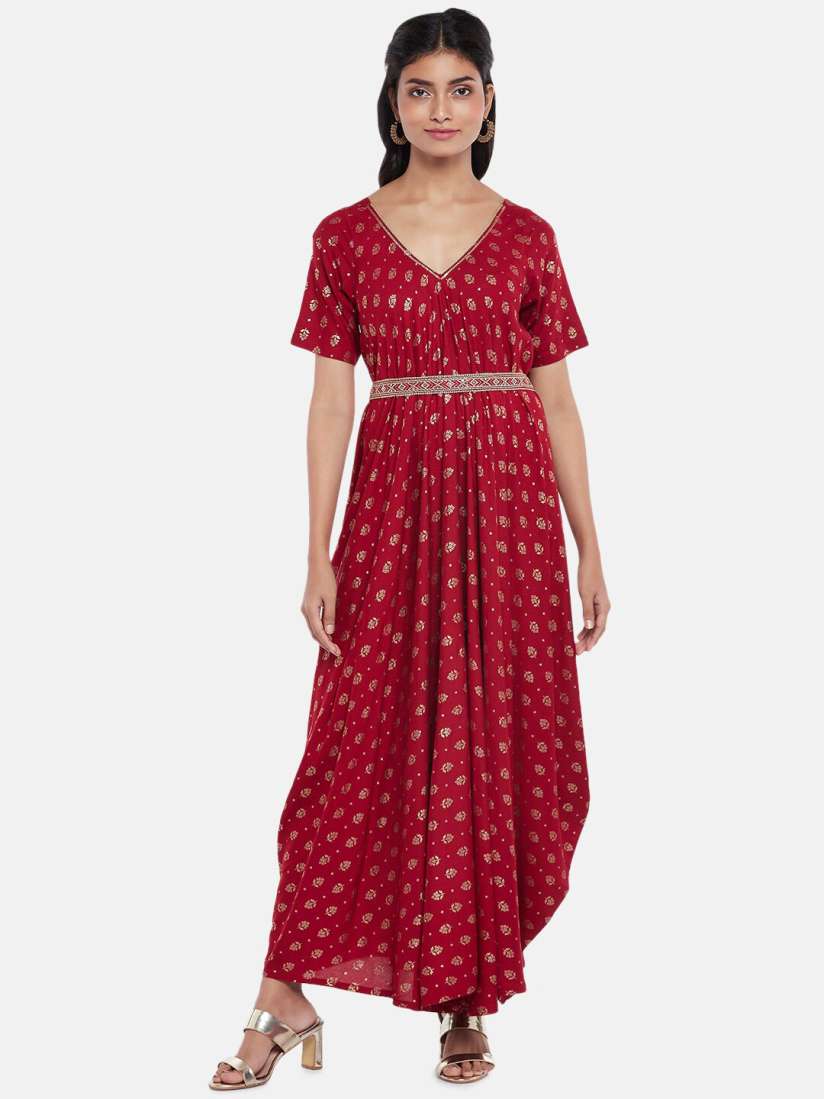 Buy AKKRITI BY PANTALOONS Red Ethnic Motifs Maxi Dress Dresses for Women 19364480 Myntra