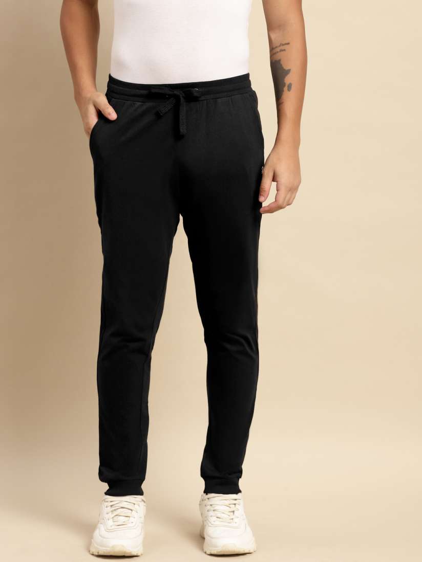 Buy United Colors of Benetton Men Black Solid Pure Cotton Joggers Track Pants for Men 19366476 Myntra