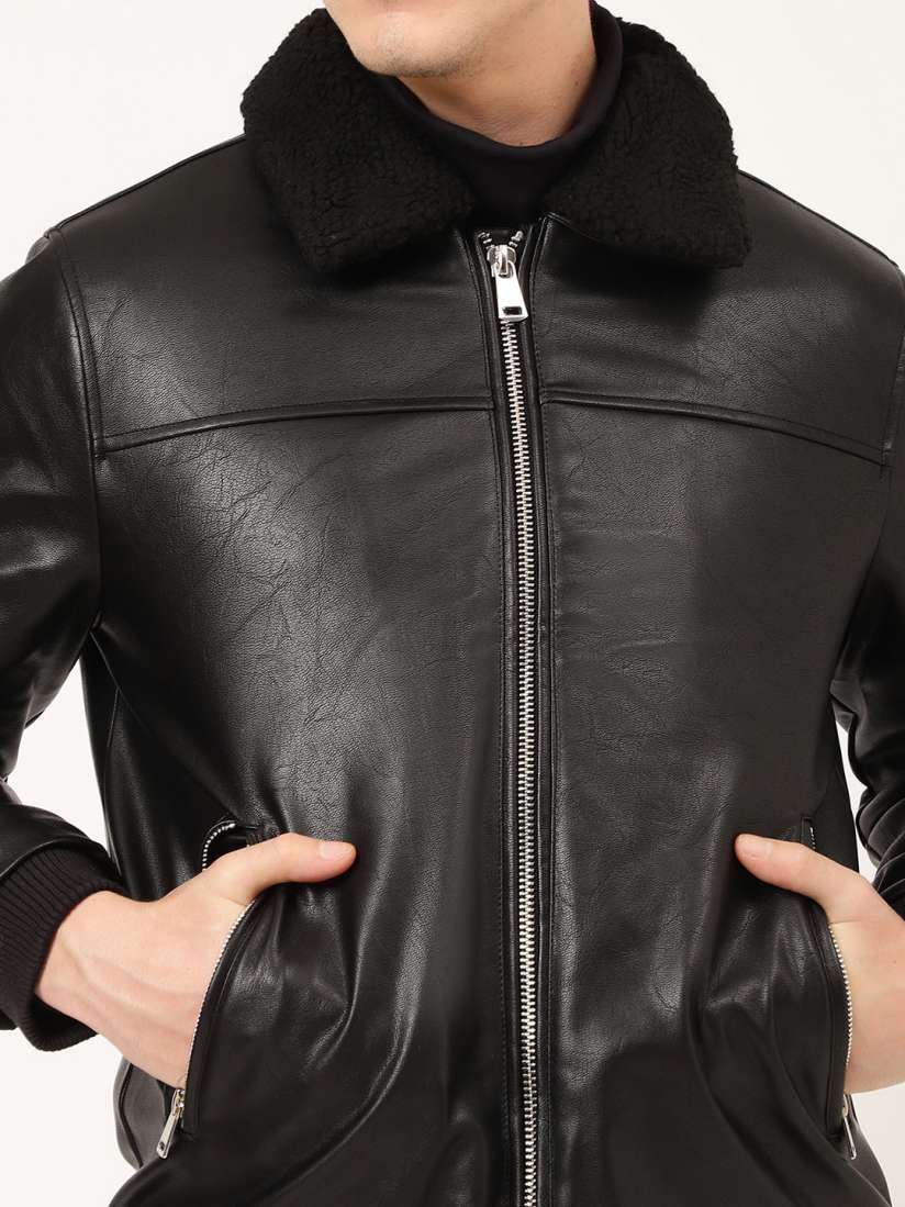 Buy LINDBERGH Men Black Solid Relaxed Fit Biker Jacket Jackets for Men 19373848 Myntra