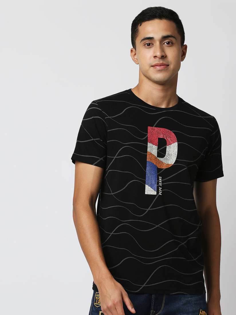 Buy Pepe Jeans Men Black Printed Slim Fit T shirt Tshirts for Men 19375350 Myntra