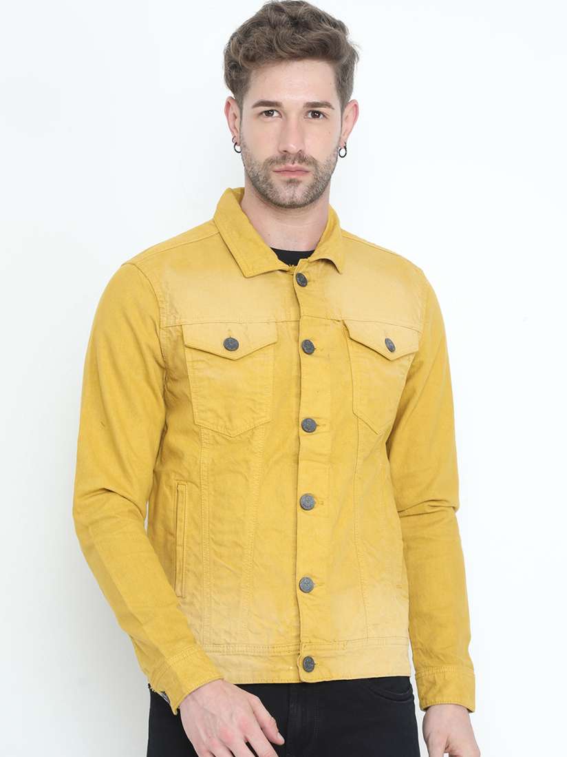 Buy Old Grey Men Mustard Denim Jacket Jackets for Men 19378876 Myntra