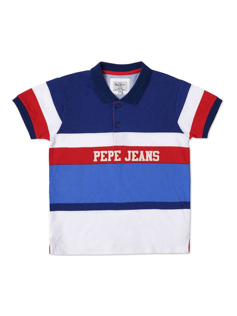 Buy Pepe Jeans Boys Navy Blue Colourblocked Polo Collar Applique T