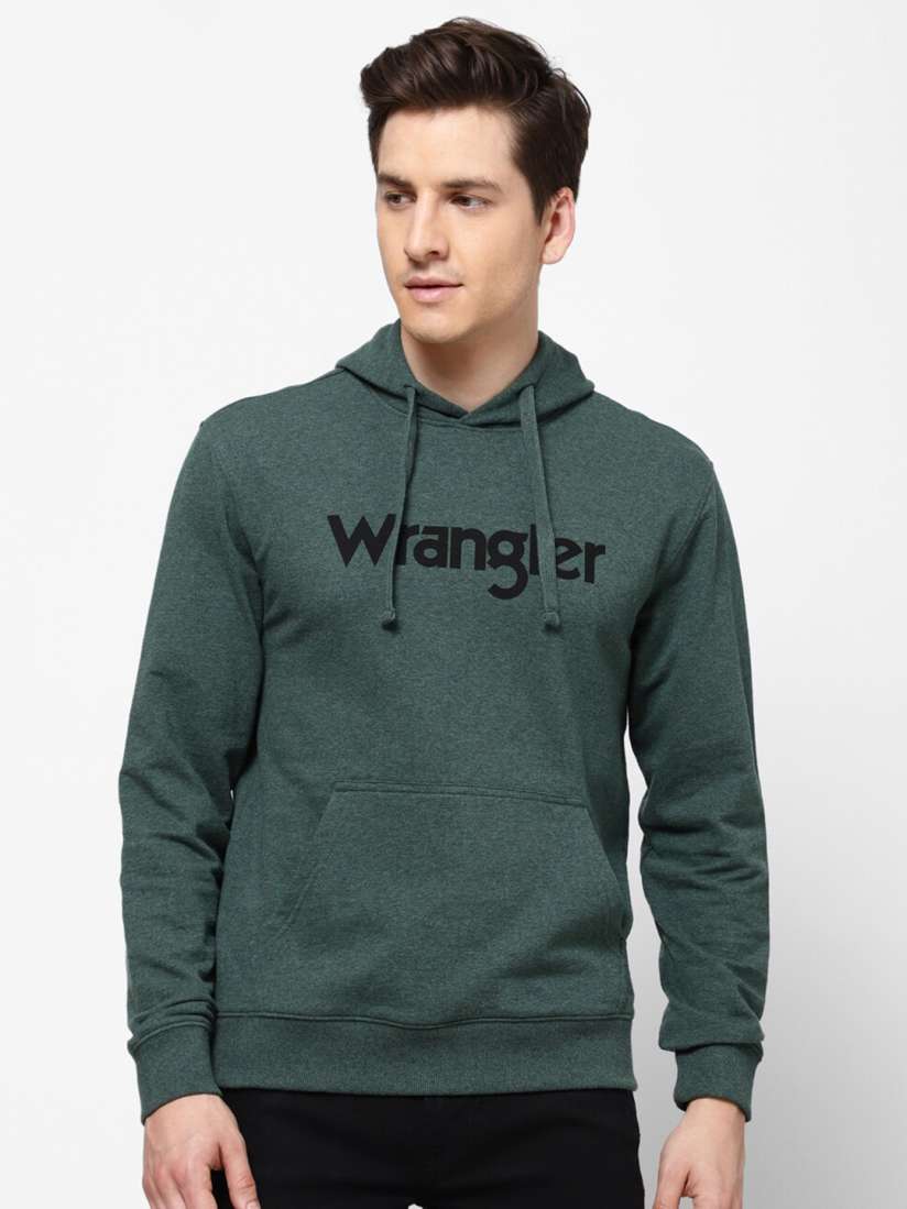 Buy Wrangler Men Green Printed Hooded Sweatshirt Sweatshirts for Men 19387730 Myntra