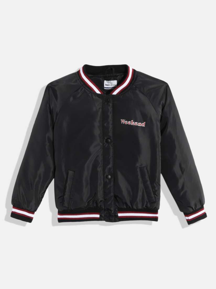 Buy M H Juniors Girls Black Solid Bomber Jacket Jackets for Girls 19391516 Myntra