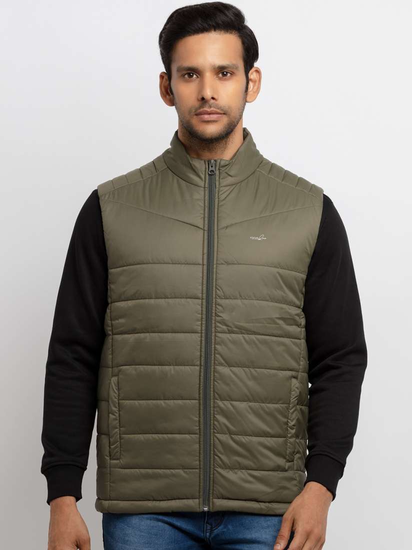Olive green sleeveless jacket online