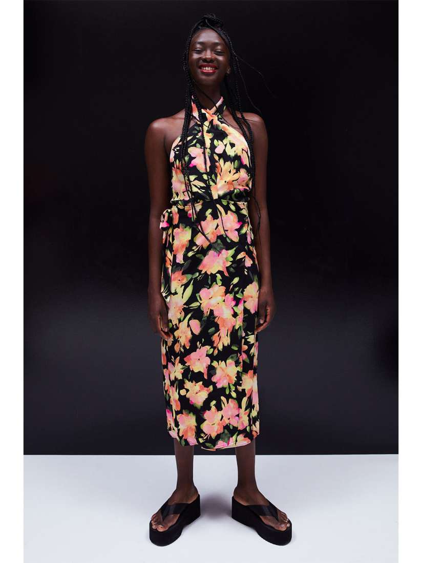 H&m floral wrap dress clearance
